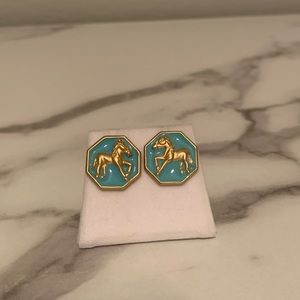 Aqua Blue Horse Earrings